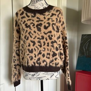 NWOT Leopard Print Eye Lash Fuzzy Sweater by H&M